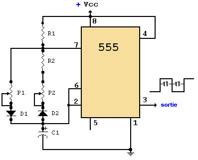 Montages électronique simple didactique a base de NE555 - Schémas