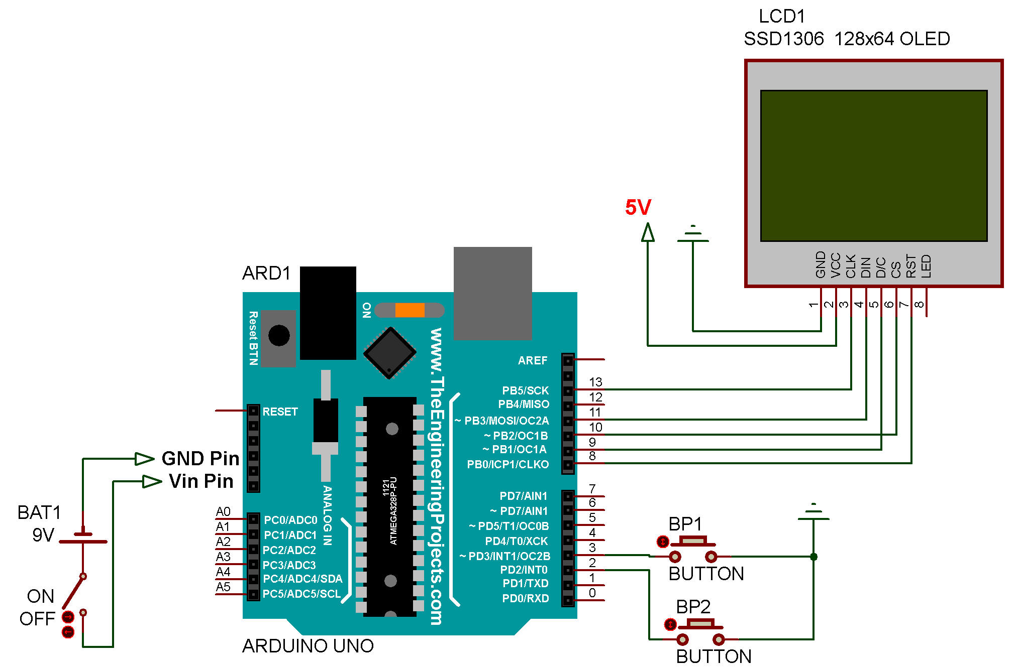 Digital OLED SSD1306 128x64 clock 01 (0,96