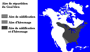 carte montrant la rpartition du Geai bleu