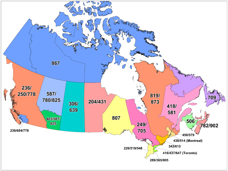Canada Indicatifs T l phoniques